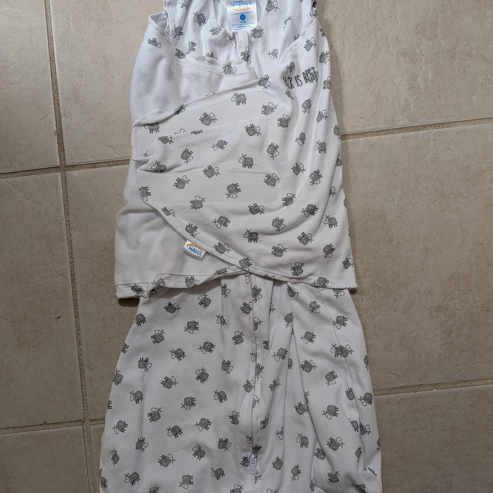 White Baby Swaddle Set with Gray Animal Print